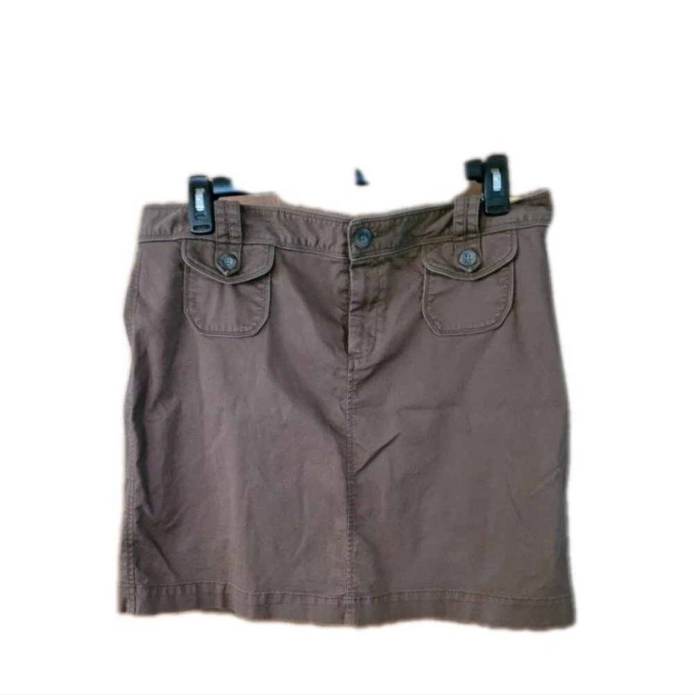 Vintage Old Navy Womens Size 16 Cotton Mini Skirt With Pockets Mocha Brown Y2K